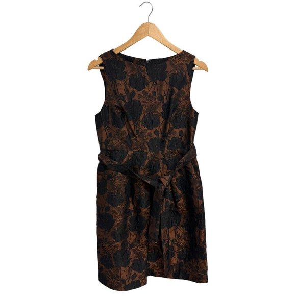 Talbots Women's Sleeveless Black And Brown Floral Sheath Formal Dress Size 8 - Picture 3 of 11